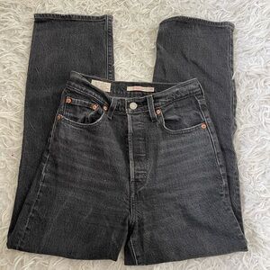 black levis ribcage straight leg jeans